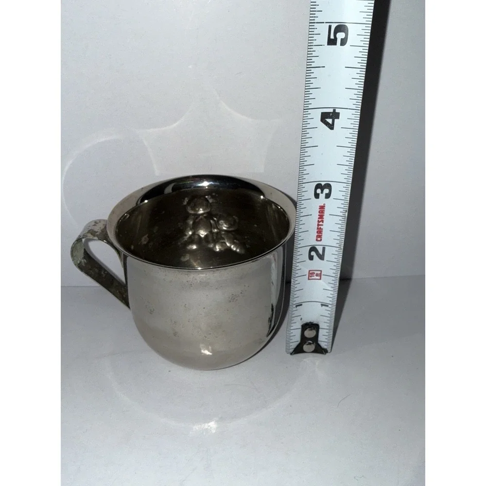 Vintage Baby 4 Pc Baby Feeding Set Plate Fork Spoon Cup Godinger Silver. J